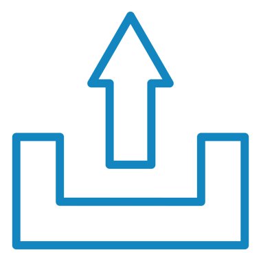 Vektör simgesi yükle. biçim düz çizim sembolü, cyan rengi, açık mavi arkaplan.