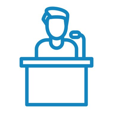 Kulaklık simgesi olan adam, vektör illüstrasyonu