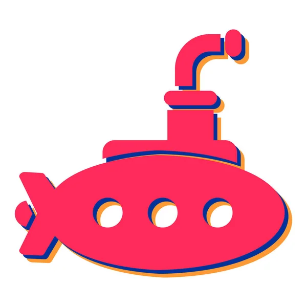 Submarine Icon Cartoon Style Isolated White Background Underwater Symbol — Stockový vektor