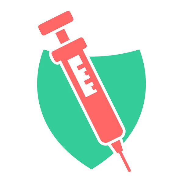 Injectiespuit Met Vaccinpictogram Vectorillustratie — Stockvector