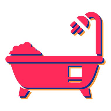 Su musluğu ve lavabo vektör illüstrasyon tasarımlı küvet