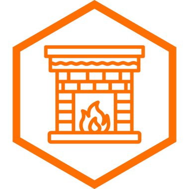 Şömine. Web simgesi basit illüstrasyon