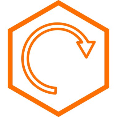 Vektör simgesini döndür. biçim düz çizgi sembolü, sarı renk, yuvarlak açılar, beyaz arkaplan.