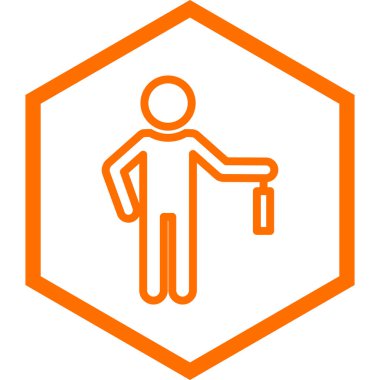 Çanta ikonlu bir adam. vektör illüstrasyonu