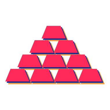 Beyaz arka planda gölgesi olan altın külçeler. vektör illüstrasyonu