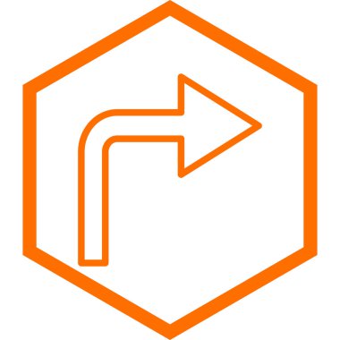 Sağa vektör simgesine dön. stilde düz simgeler, sarı renk, beyaz arkaplan.