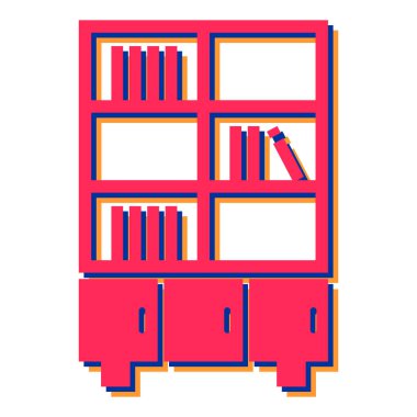 Kitaplı kitaplık ve kitaplık vektör illüstrasyon tasarımı