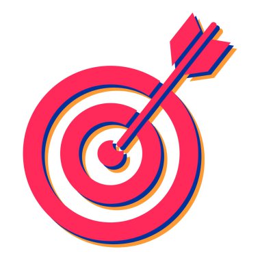 Dart ile hedef al. Beyaz arkaplanda vektör illüstrasyonu