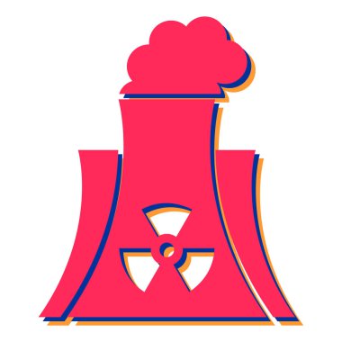 Nükleer enerji santrali ikon vektör illüstrasyon grafik tasarımı