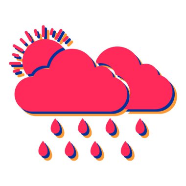 Yağmur damlaları ile yağmurlu hava vektör illüstrasyon tasarımı