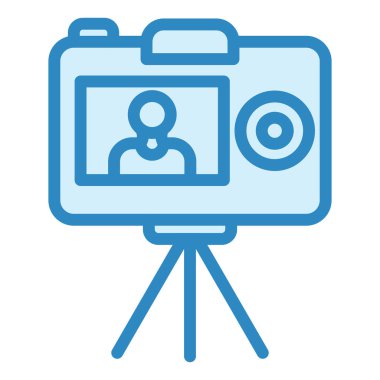 Video kamera ikon vektörü. İnce çizgi işareti. izole edilmiş sınır sembolü çizimi