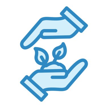 Bir bitki ikonunu tutan el. vektör illüstrasyonu