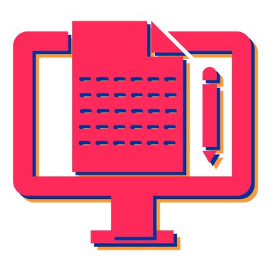 Beyaz arkaplan üzerinde bir kitap ve kalem olan bilgisayar