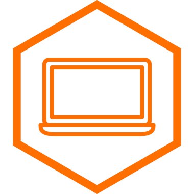 turuncu bilgisayar ekranı simgesi beyaz arkaplanda izole edildi. vektör illüstrasyonu