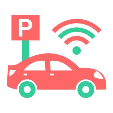 Kablosuz sinyal vektör illüstrasyon tasarımlı araba parkı