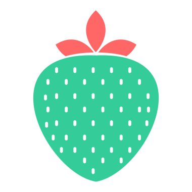 Çilekli meyve ikonu. Web için karpuz vektör simgelerinin düz çizimi