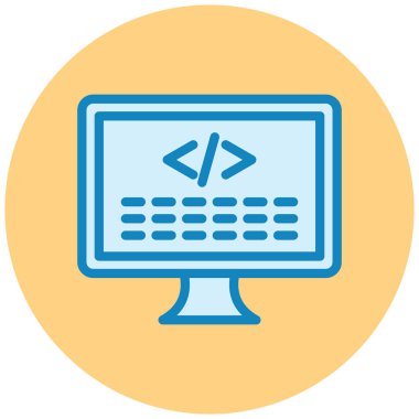 Bilgisayar kodlaması. Web simgesi basit illüstrasyon