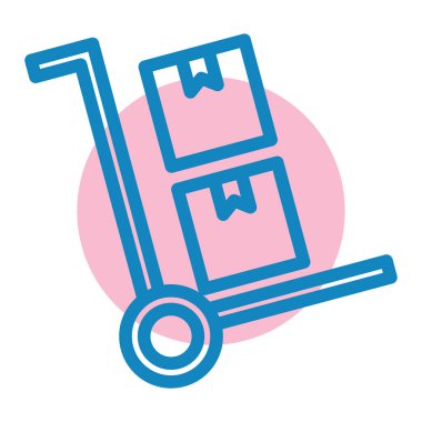 Kutu ikon vektörlü teslimat arabası. Fast food işareti. izole edilmiş sembol çizimi