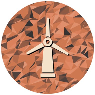 Düz çember içinde rüzgar türbini simgesi ağ için izole edilmiş vektör çizimi