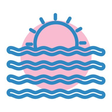 Deniz ve sahil ikonu. vektör illüstrasyonu