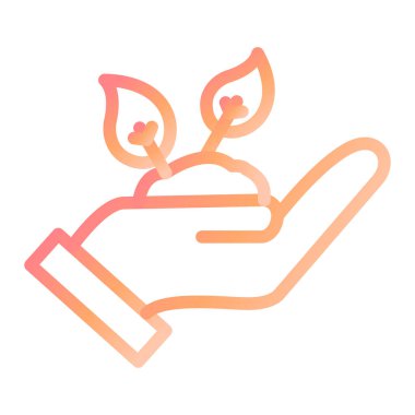 El ele tutuşan bitki vektörü ikonu. İnce çizgi işareti. izole edilmiş sınır sembolü çizimi