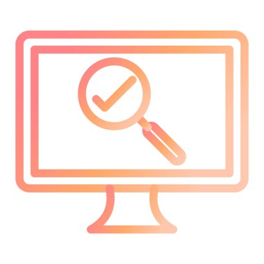 Büyüteç ve vektör illüstrasyonlu monitör