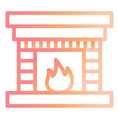 Şömine. Web simgesi basit illüstrasyon