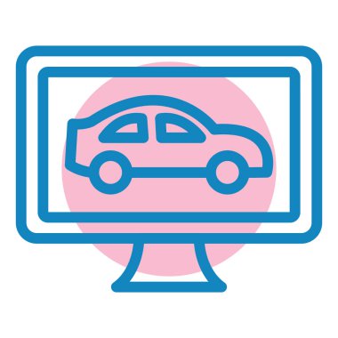 Ekran simgesi vektör illüstrasyonunda araba