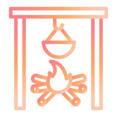 Açık havada yemek pişirme modern ikon vektör çizimi