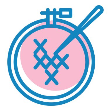 Dikiş aletleri. Web simgesi basit illüstrasyon