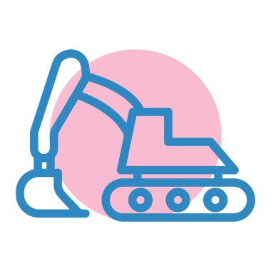 Kazı simgesi vektörü. Vinç çim biçme makinesi işareti. izole edilmiş sınır sembolü çizimi