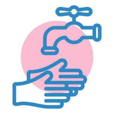 Su musluğu ikonu vektörü. El ele tutuşan musluk işareti. izole edilmiş sınır sembolü çizimi