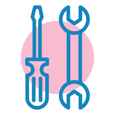 İngiliz anahtarı ve tornavida. Web simgesi basit illüstrasyon