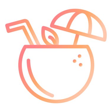 Hindistan cevizi kokteyli vektör düz renk simgesi