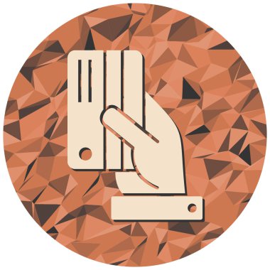 Uzun gölgeli bir kart tutan el.