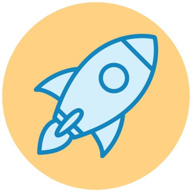 Roket. Web simgesi basit illüstrasyon