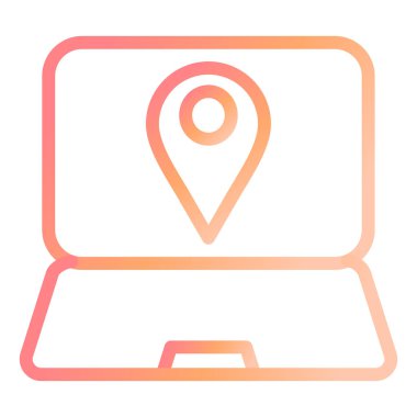 Laptop Haritası Modern simge vektör çizimi 