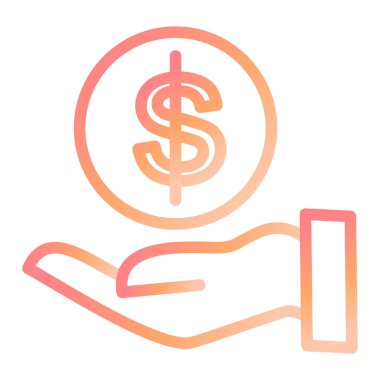 Dolar sembolü el simgesi, vektör illüstrasyonu