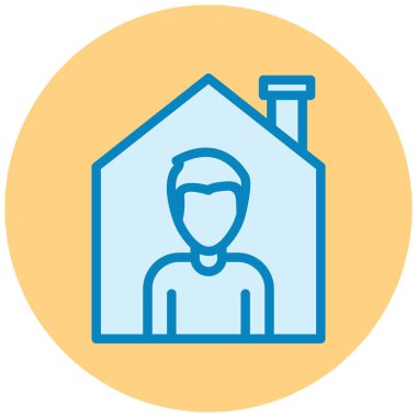 Ev simgesindeki adam, vektör illüstrasyonu basit tasarım