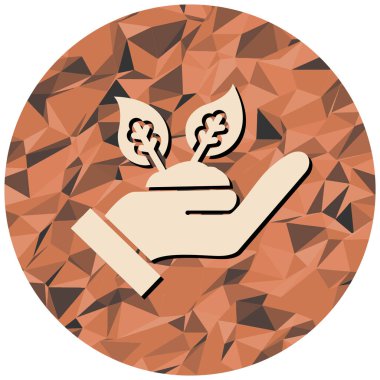 Beyaz arkaplanda el ele tutuşan bitki simgesi düz biçimde izole edildi.