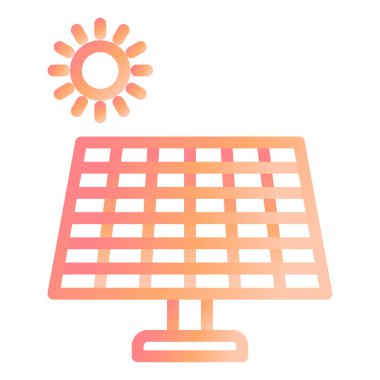 Güneş enerjisi simgesi. Web için güneş vektör simgelerinin özet çizimi