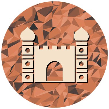 Beyaz arkaplanda karikatür tarzında bir kale kulesi simgesi var. din sembolü illüstrasyon.