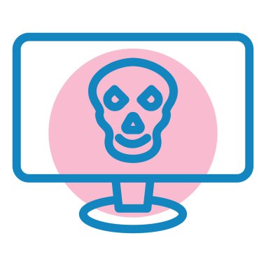 Virüs işaretli monitör. Web simgesi vektör illüstrasyonu