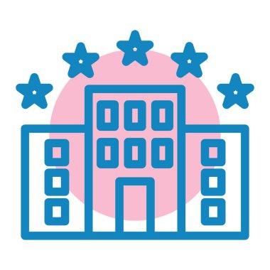 Otelde. Web simgesi basit illüstrasyon