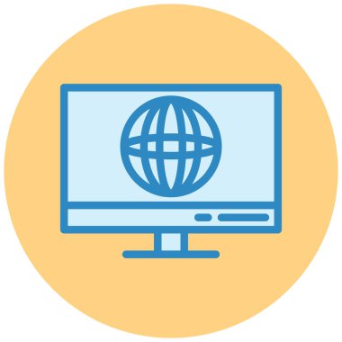 Bilgisayardaki dünya. Web simgesi basit illüstrasyon