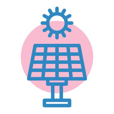 Güneş enerjisi simgesi, vektör illüstrasyonu