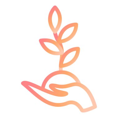 Bir bitki simgesini tutan el, vektör illüstrasyonu