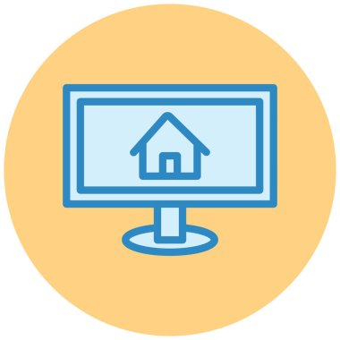 ekran ve ev simgesi, vektör illüstrasyonu