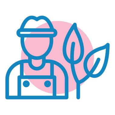 Bitki ve ağaç çizgisi biçim illüstrasyonuna sahip tarım işçisi