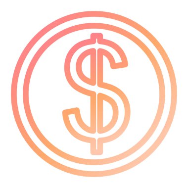 Dolar işareti simgesi. İnce çizgi sembolü. düz tasarım biçimi.